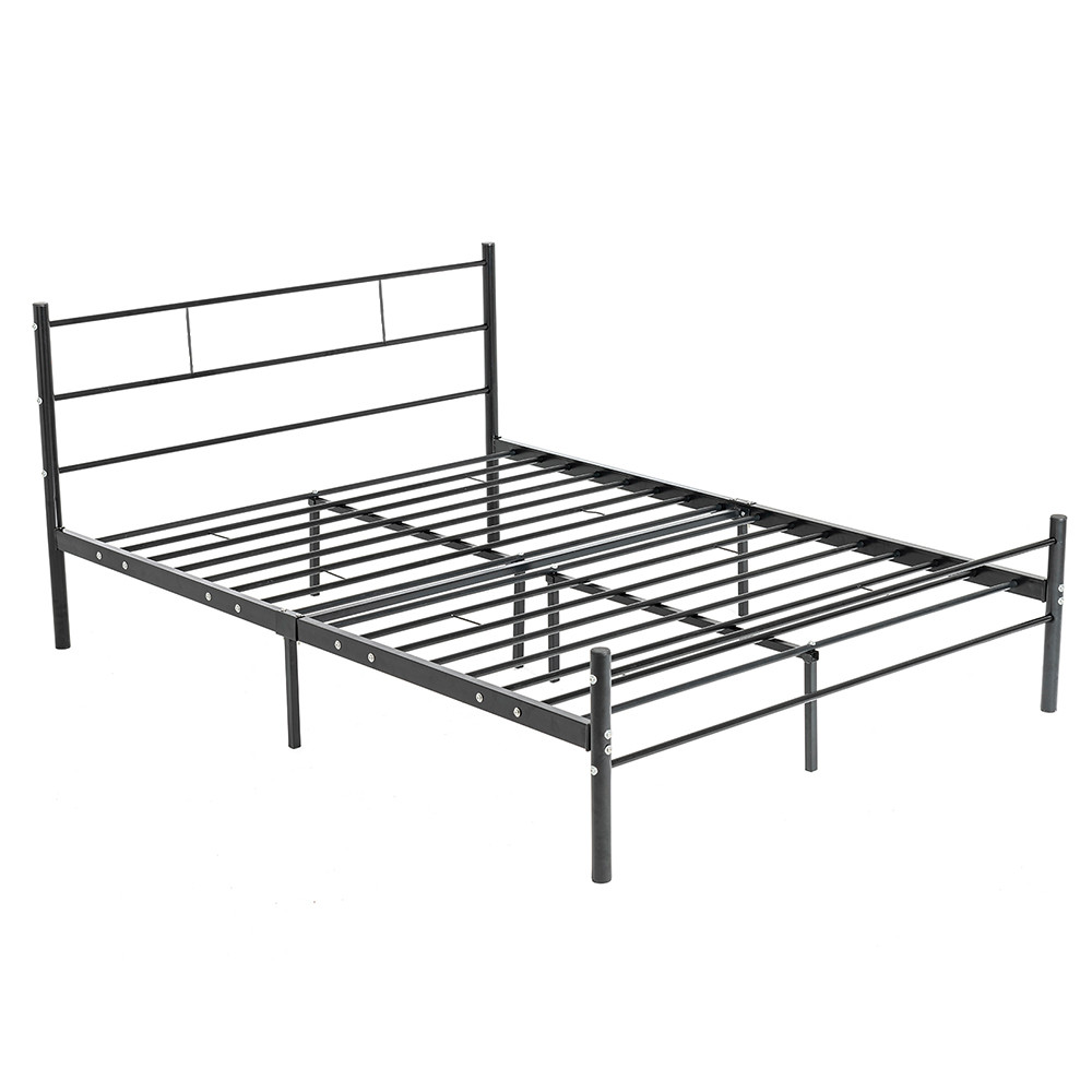 Black Rugged Steel 130kg King Size Double Bed Frame With Headboard And Footboard