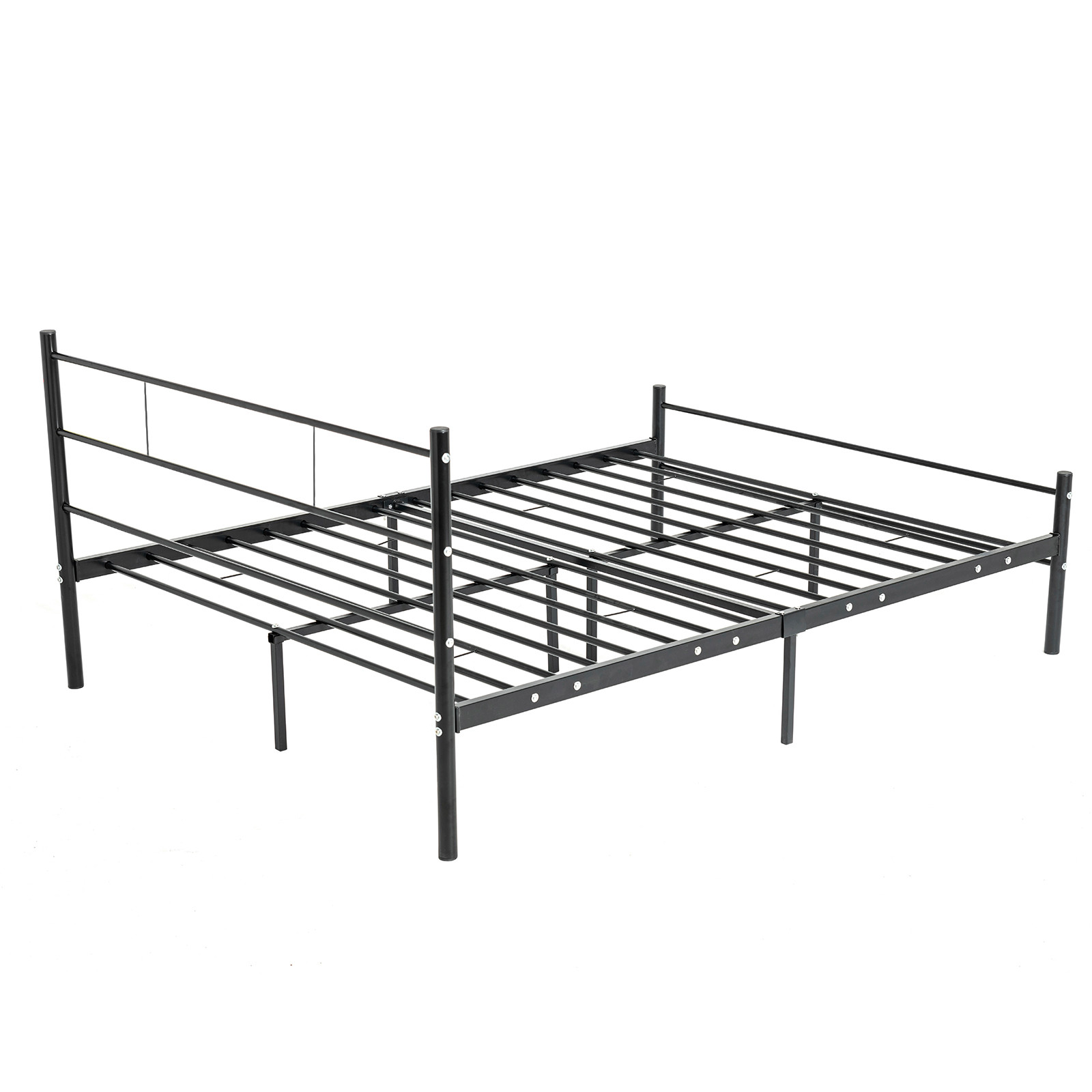 Black Rugged Steel 130kg King Size Double Bed Frame With Headboard And Footboard